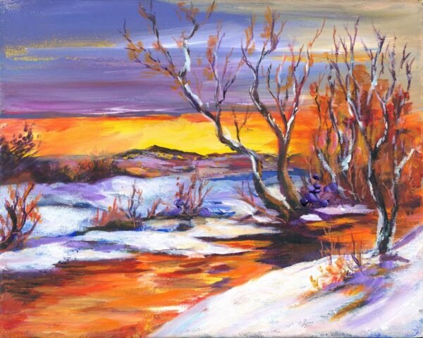 Sunset Over Snowy Fields